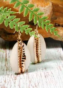 Boho Earrings - Natural Shell Gold sold by Boho Mood product image thumbnail 2