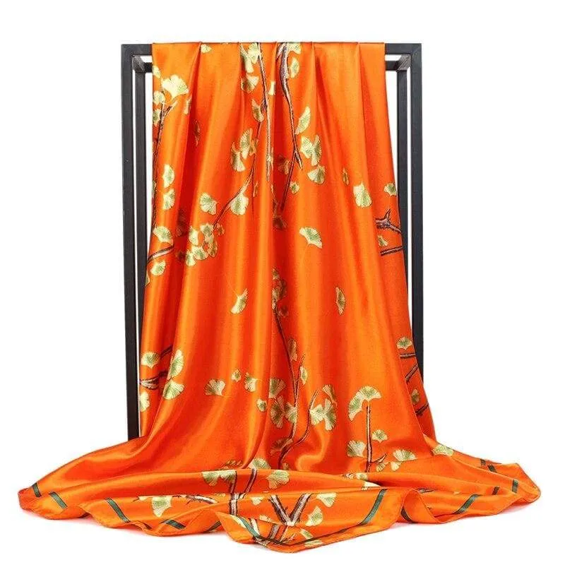 Boho vintage Scarf orange golden print pattern sold by Boho Mood