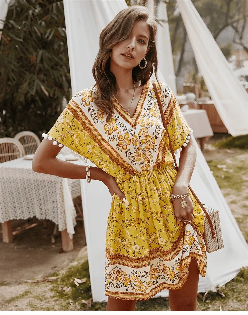 Gypsy Mini Dress in Yellow sold by Boho Mood product image thumbnail 3