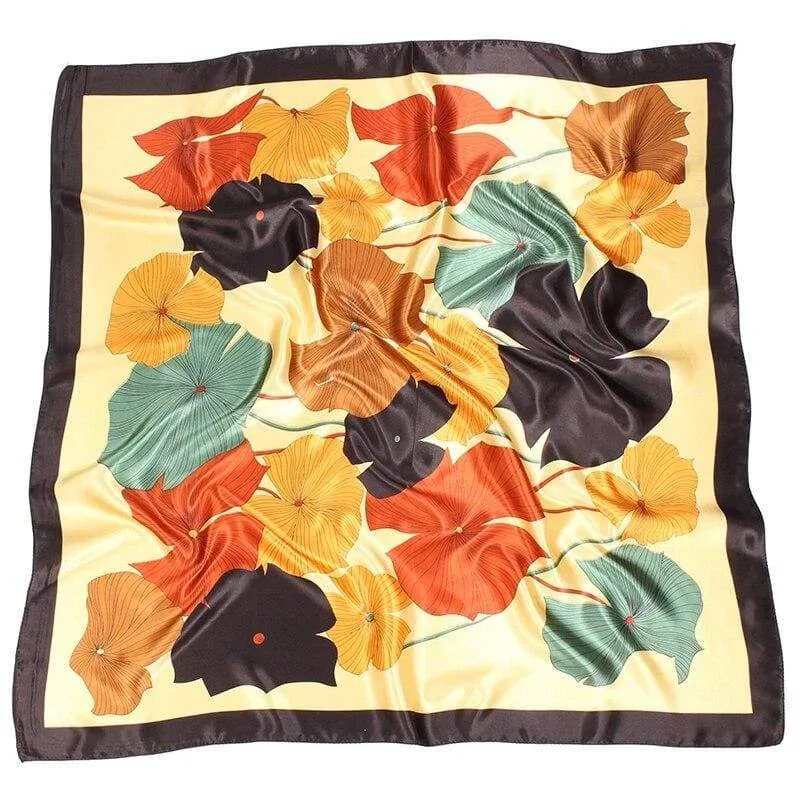 Boho Vintage Scarf yellow background large flower pattern sold by Boho Mood product image thumbnail 2