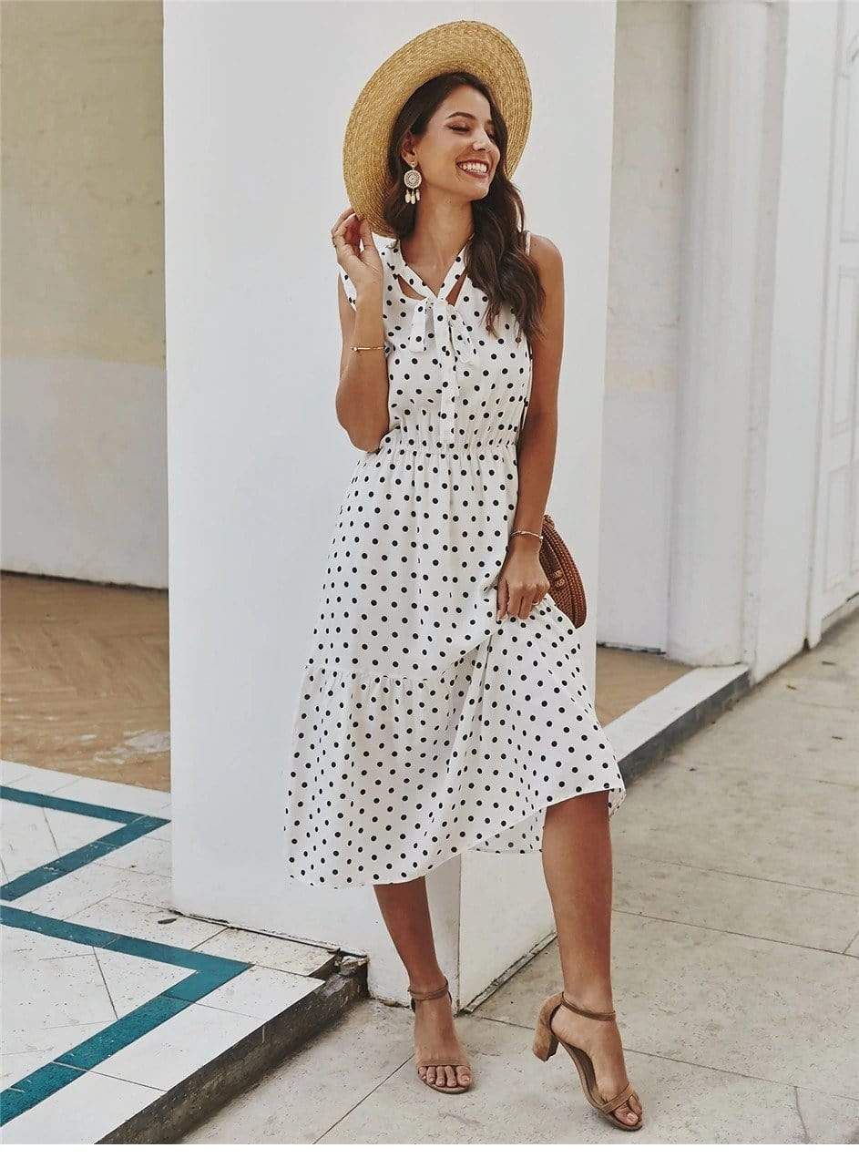 Mid-Length Hippie Dress with Polka dots Print sold by Boho Mood product image thumbnail 5