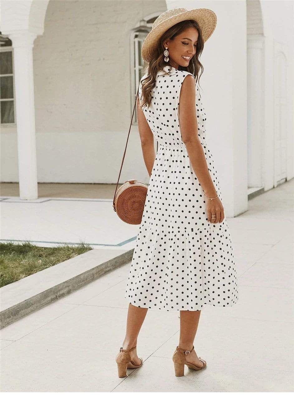 Mid-Length Hippie Dress with Polka dots Print sold by Boho Mood product image thumbnail 4