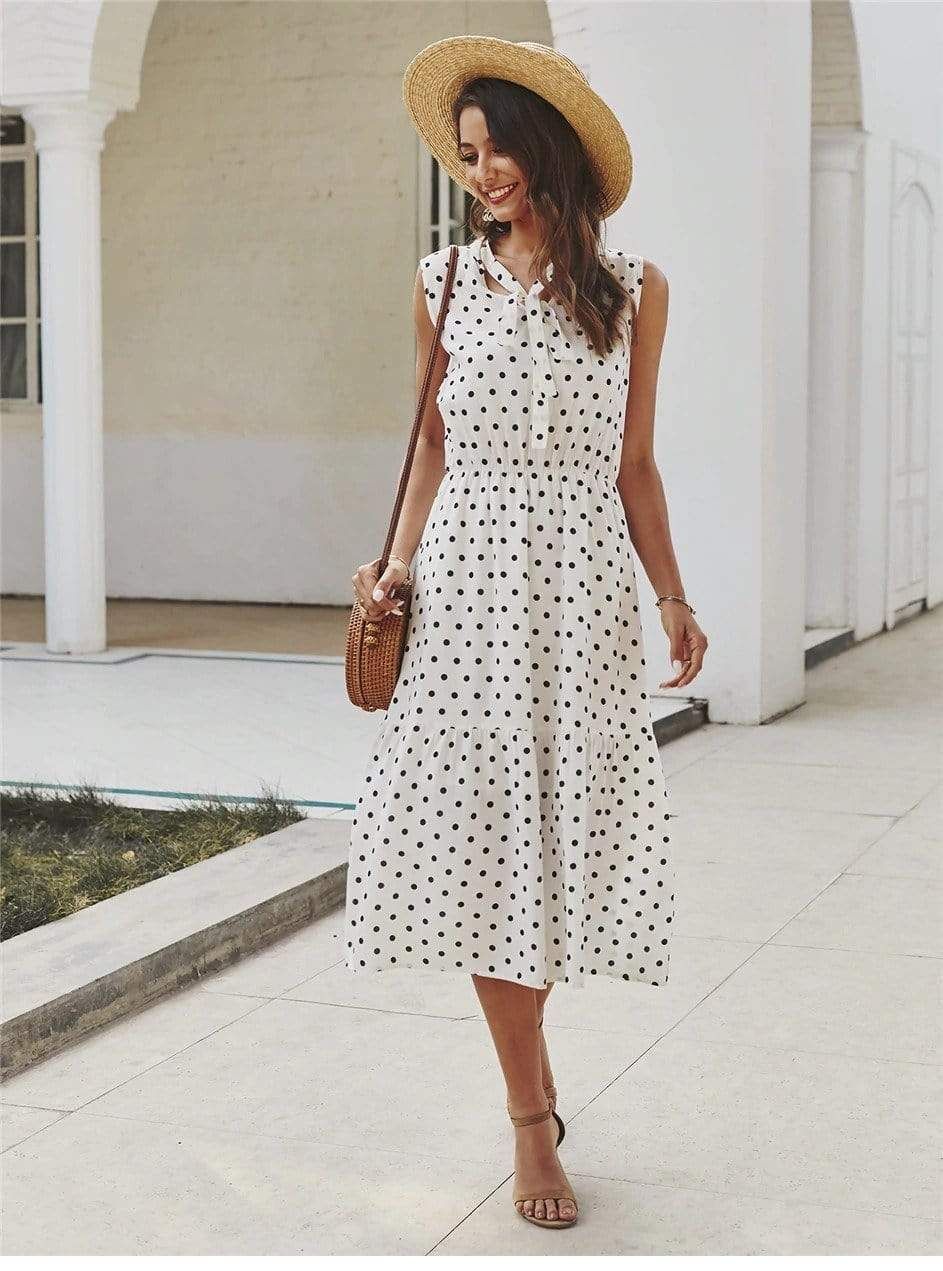 Mid-Length Hippie Dress with Polka dots Print sold by Boho Mood product image thumbnail 3