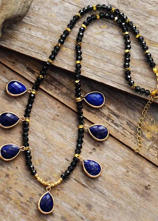 Boho Beads Necklace - Teardrop Pendant sold by Boho Mood