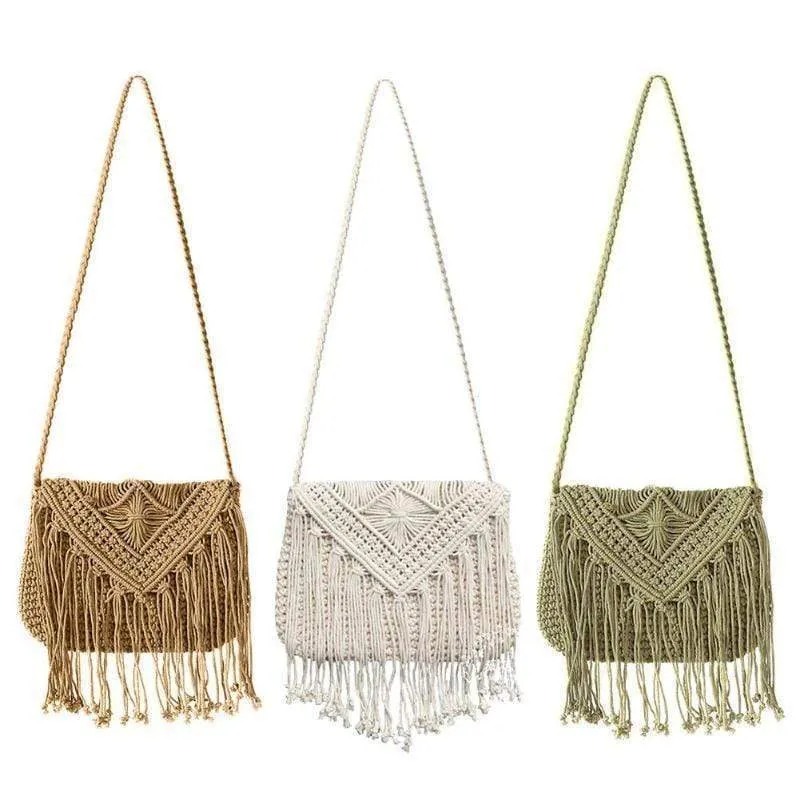 Boho Fringe Bag In Rope sold by Boho Mood