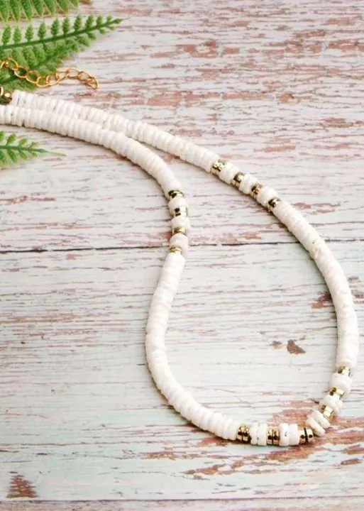 White Boho Bead Necklace sold by Boho Mood product image thumbnail 5
