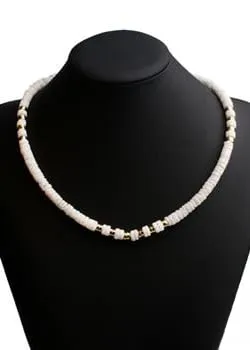 White Boho Bead Necklace sold by Boho Mood