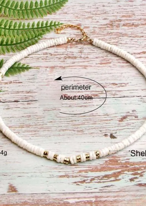 White Boho Bead Necklace sold by Boho Mood product image thumbnail 4