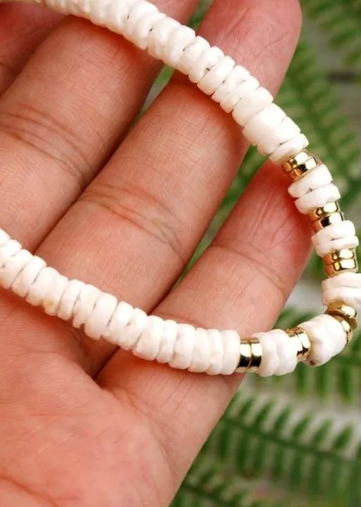 White Boho Bead Necklace sold by Boho Mood product image thumbnail 3
