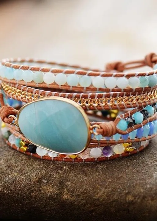 Boho Bracelet - Natural Blue Stone Crystal sold by Boho Mood product image thumbnail 4