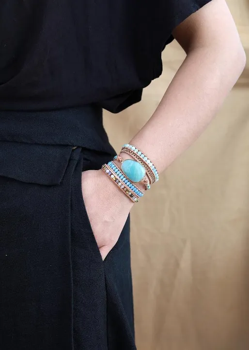 Boho Bracelet - Natural Blue Stone Crystal sold by Boho Mood product image thumbnail 2