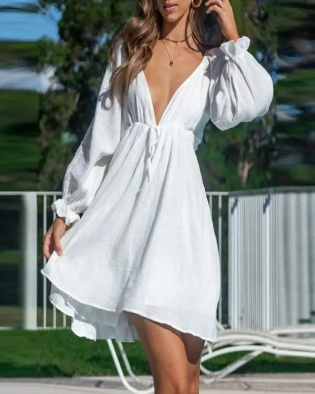 Short Boho Dress in White sold by Boho Mood