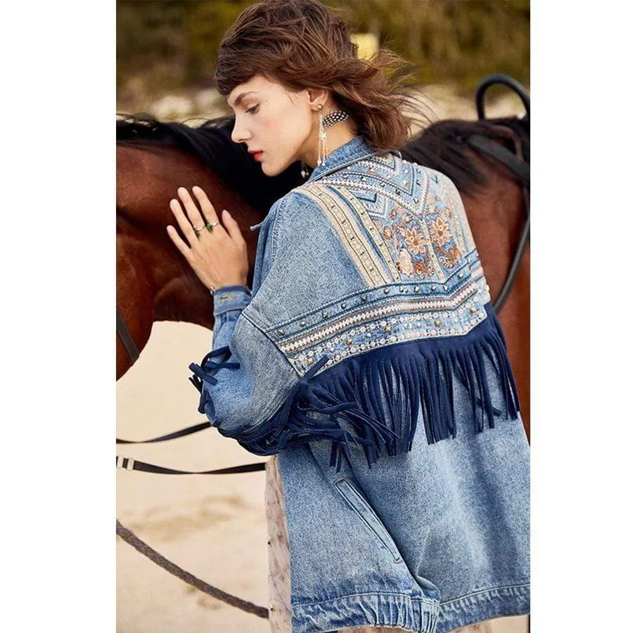 Boho Denim Fringed Jacket sold by Boho Mood product image thumbnail 2