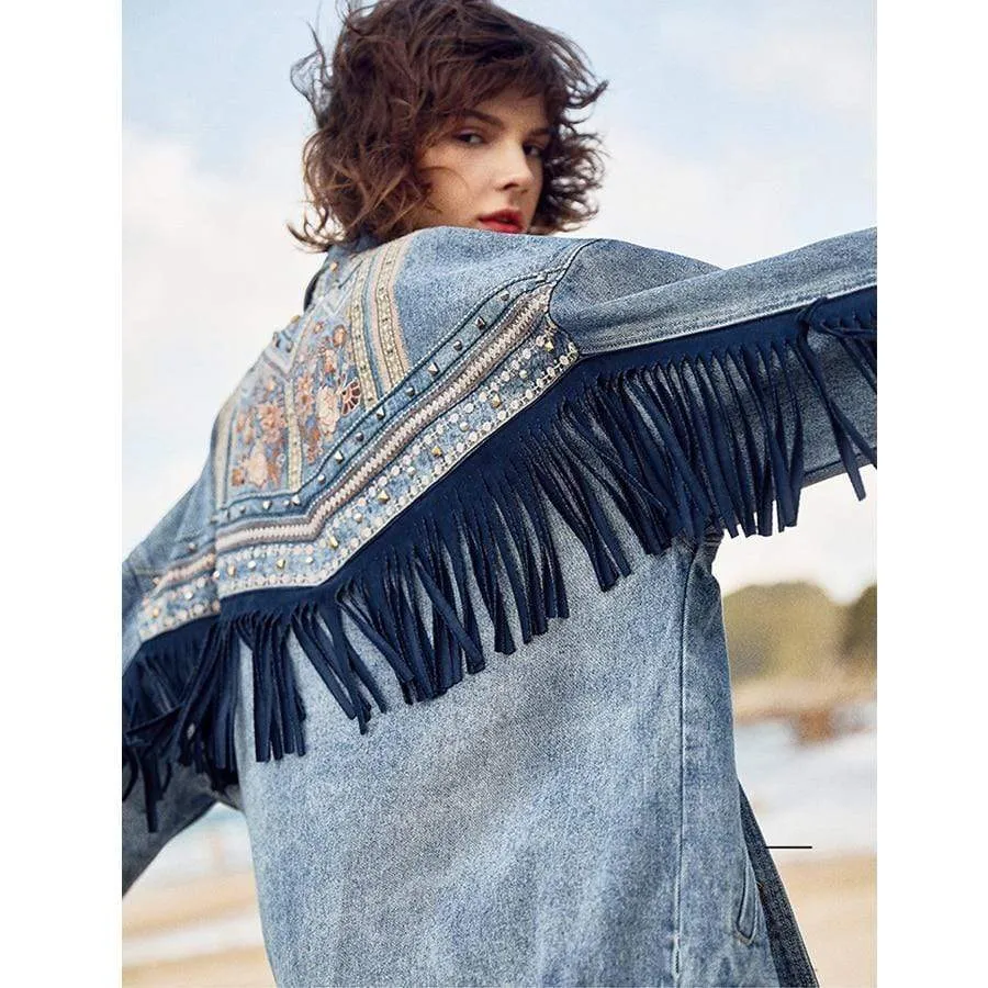 Boho Denim Fringed Jacket sold by Boho Mood product image thumbnail 3