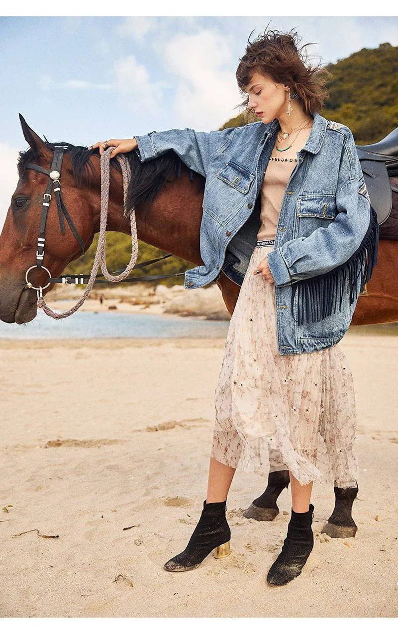 Boho Denim Fringed Jacket sold by Boho Mood product image thumbnail 4