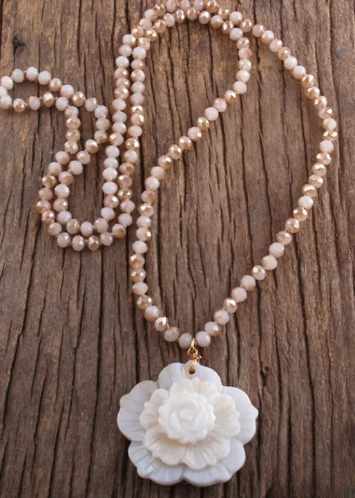 Boho Beaded Necklace - Big Flower Pendant sold by Boho Mood