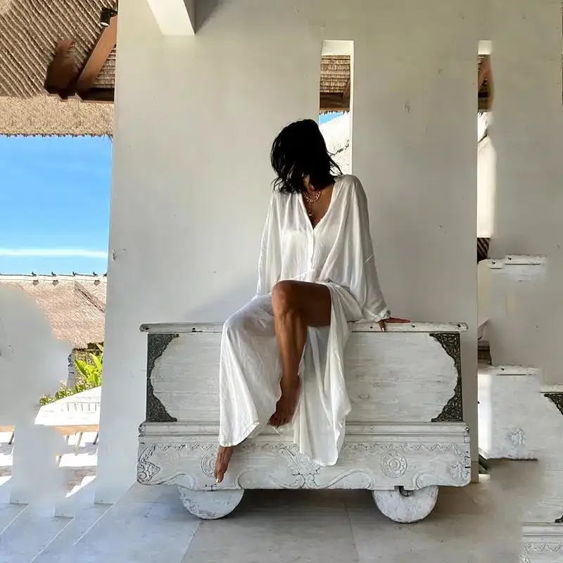 White Summer Maxi Dress sold by Boho Mood product image thumbnail 4