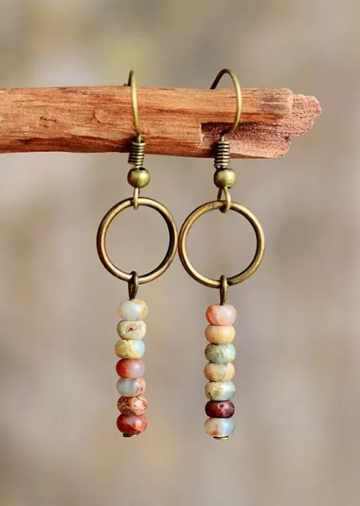 Vintage Boho Dangle Gold Earrings sold by Boho Mood product image thumbnail 5