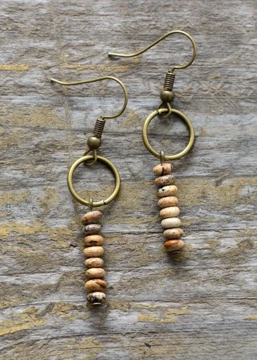 Vintage Boho Dangle Gold Earrings sold by Boho Mood product image thumbnail 3