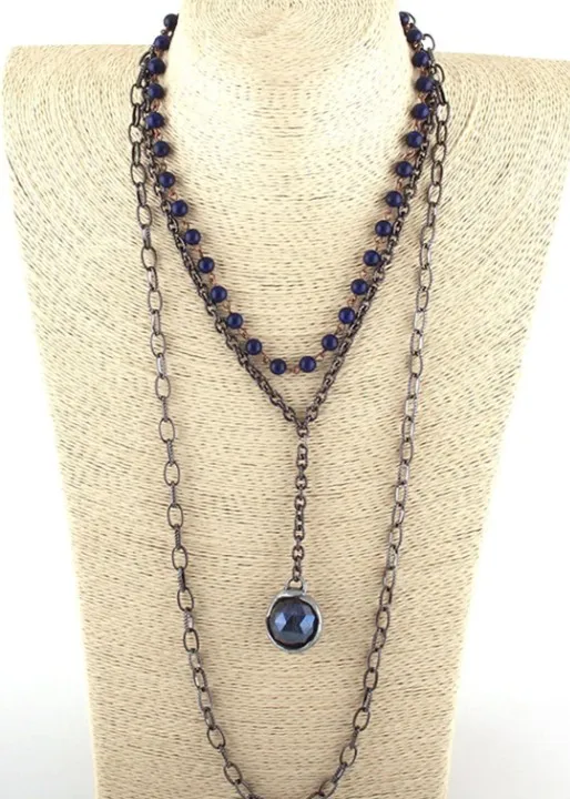 Long Boho Necklace 3 Layers sold by Boho Mood product image thumbnail 2