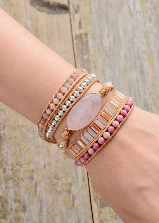 Boho Bracelet - Pink Pastel Rhodonite sold by Boho Mood