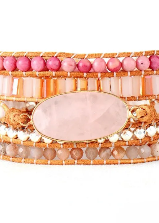 Boho Bracelet - Pink Pastel Rhodonite sold by Boho Mood product image thumbnail 3