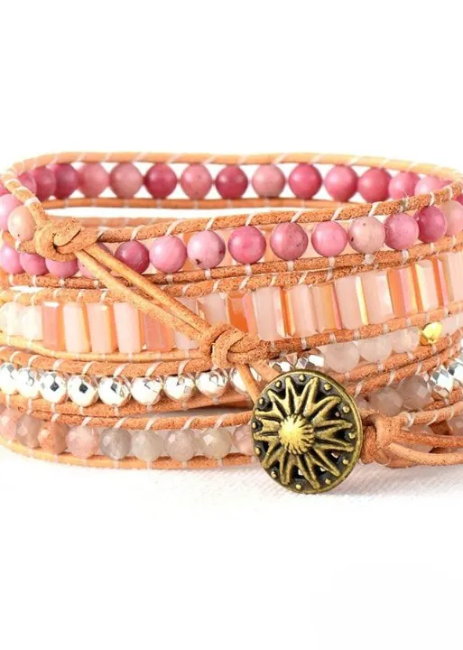 Boho Bracelet - Pink Pastel Rhodonite sold by Boho Mood product image thumbnail 2