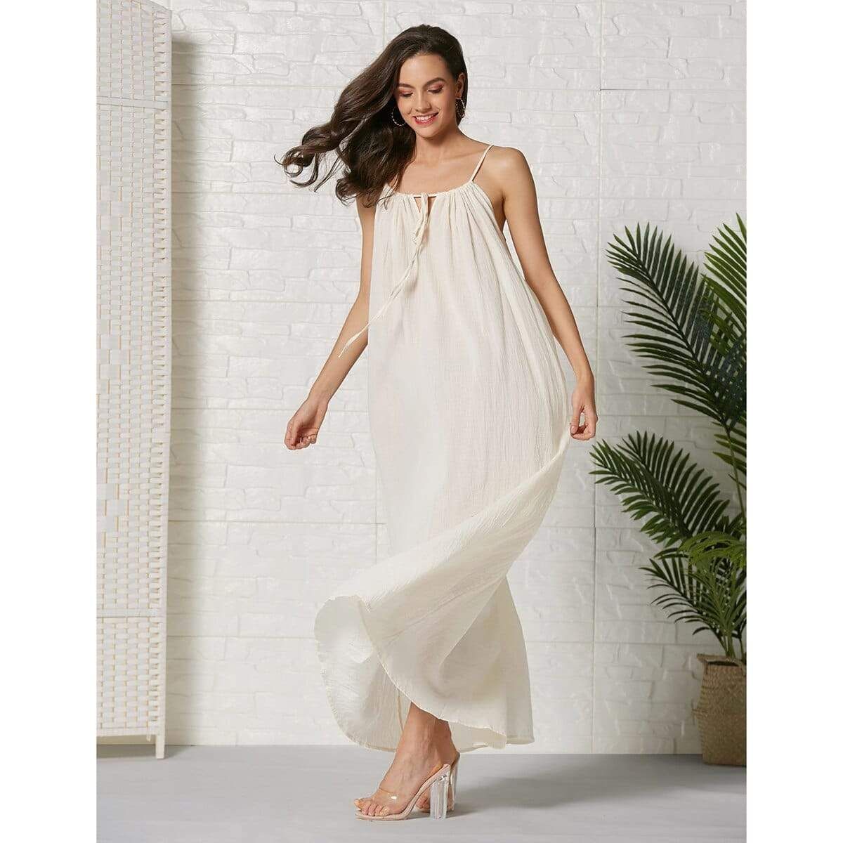 Hippie Bohemian Beige Long Dress sold by Boho Mood product image thumbnail 2