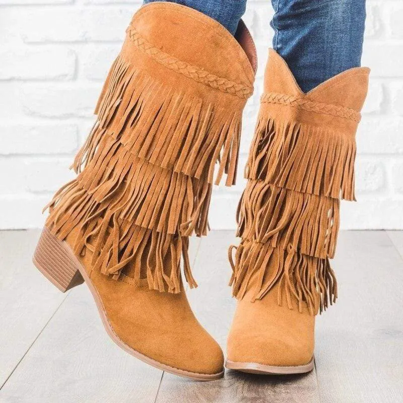 Boho Fringed High Boots sold by Boho Mood