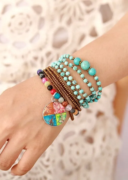 Boho Beads Turquoise Necklace sold by Boho Mood product image thumbnail 5