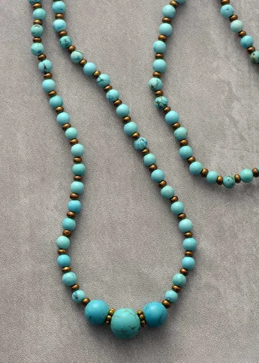 Boho Beads Turquoise Necklace sold by Boho Mood product image thumbnail 3