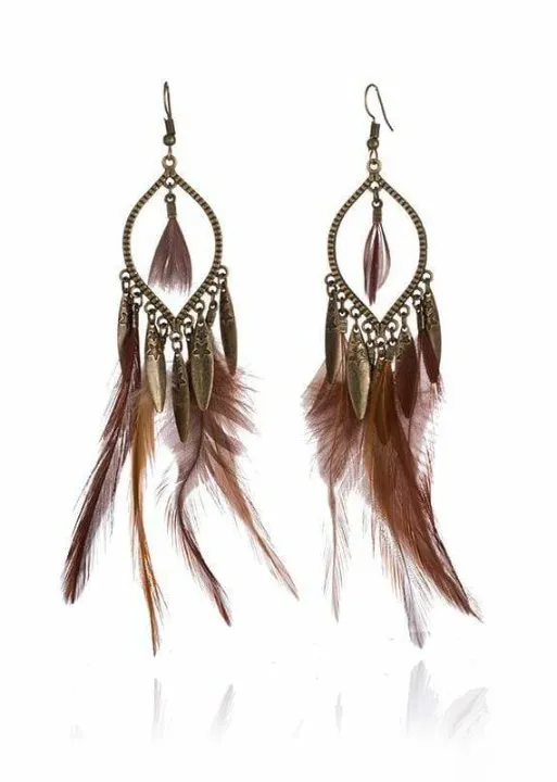 Boho Feather Earrings sold by Boho Mood product image thumbnail 2