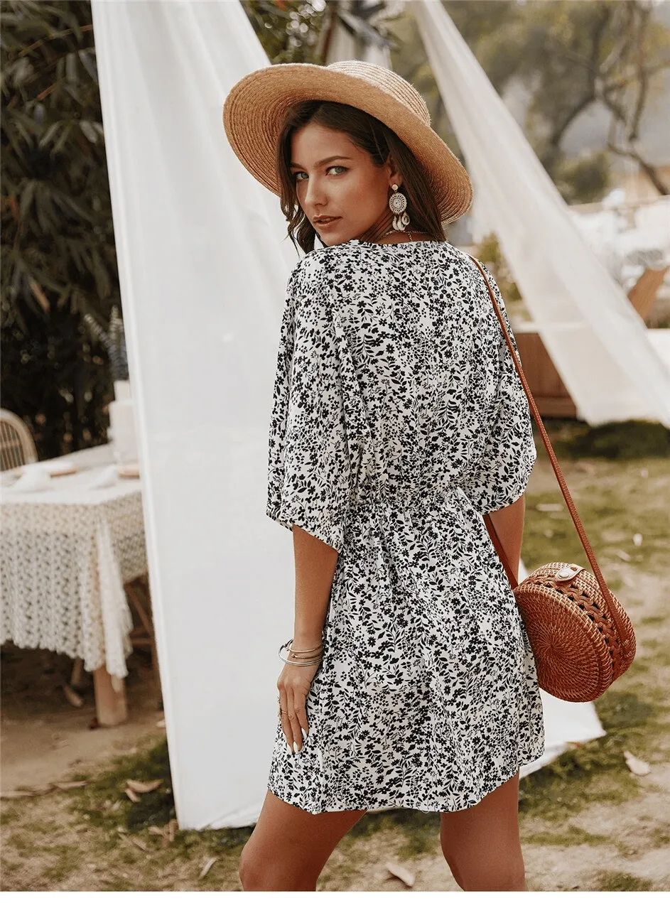 Hippie chic white dress with floral-style patterns sold by Boho Mood product image thumbnail 3