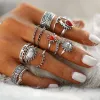 Boho Silver Rings Set Ruby sold by Boho Mood