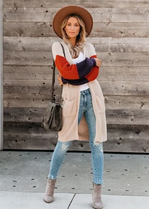 Boho Long Cardigan Puffed Sleeves 3 tones sold by Boho Mood product image thumbnail 3