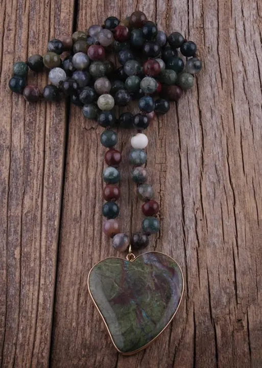 Ethnic Boho Necklace - Green Heart Pendant sold by Boho Mood product image thumbnail 2