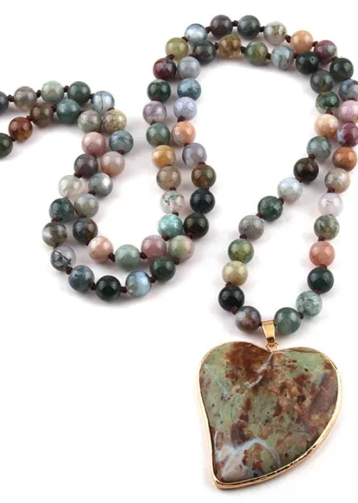 Ethnic Boho Necklace - Green Heart Pendant sold by Boho Mood product image thumbnail 4