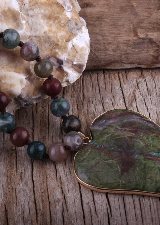 Ethnic Boho Necklace - Green Heart Pendant sold by Boho Mood product image thumbnail 5