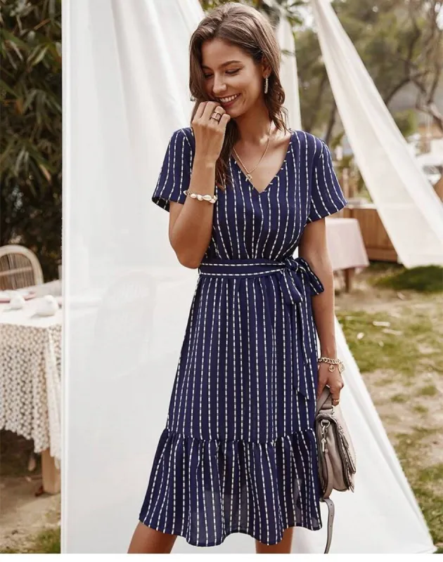 Chic Boho Dress in Navy Blue sold by Boho Mood