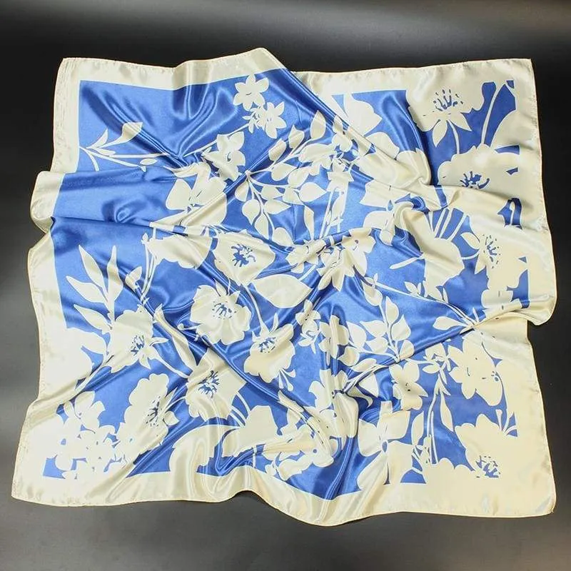 Wonderful Boho Blue Scarf White Floral pattern sold by Boho Mood product image thumbnail 2