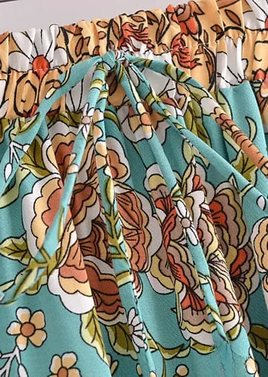 Boho Maxi skirt green floral pattern orange sold by Boho Mood product image thumbnail 4