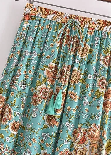 Boho Maxi skirt green floral pattern orange sold by Boho Mood product image thumbnail 5