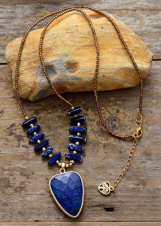 Boho Beads Necklace Heart Pendant sold by Boho Mood