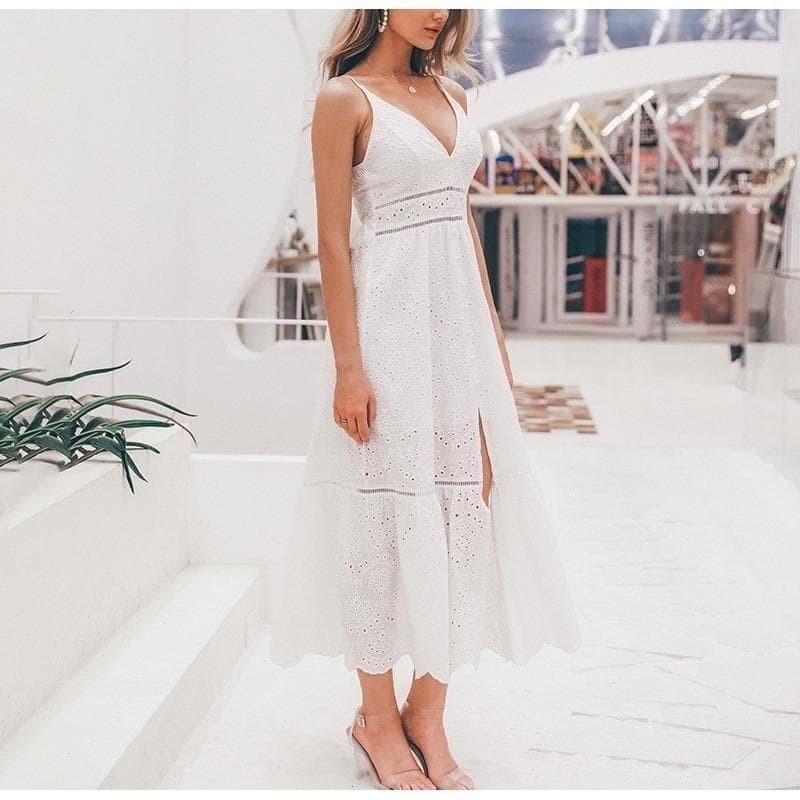 White Bohemian Hippie Midi Dress sold by Boho Mood product image thumbnail 4