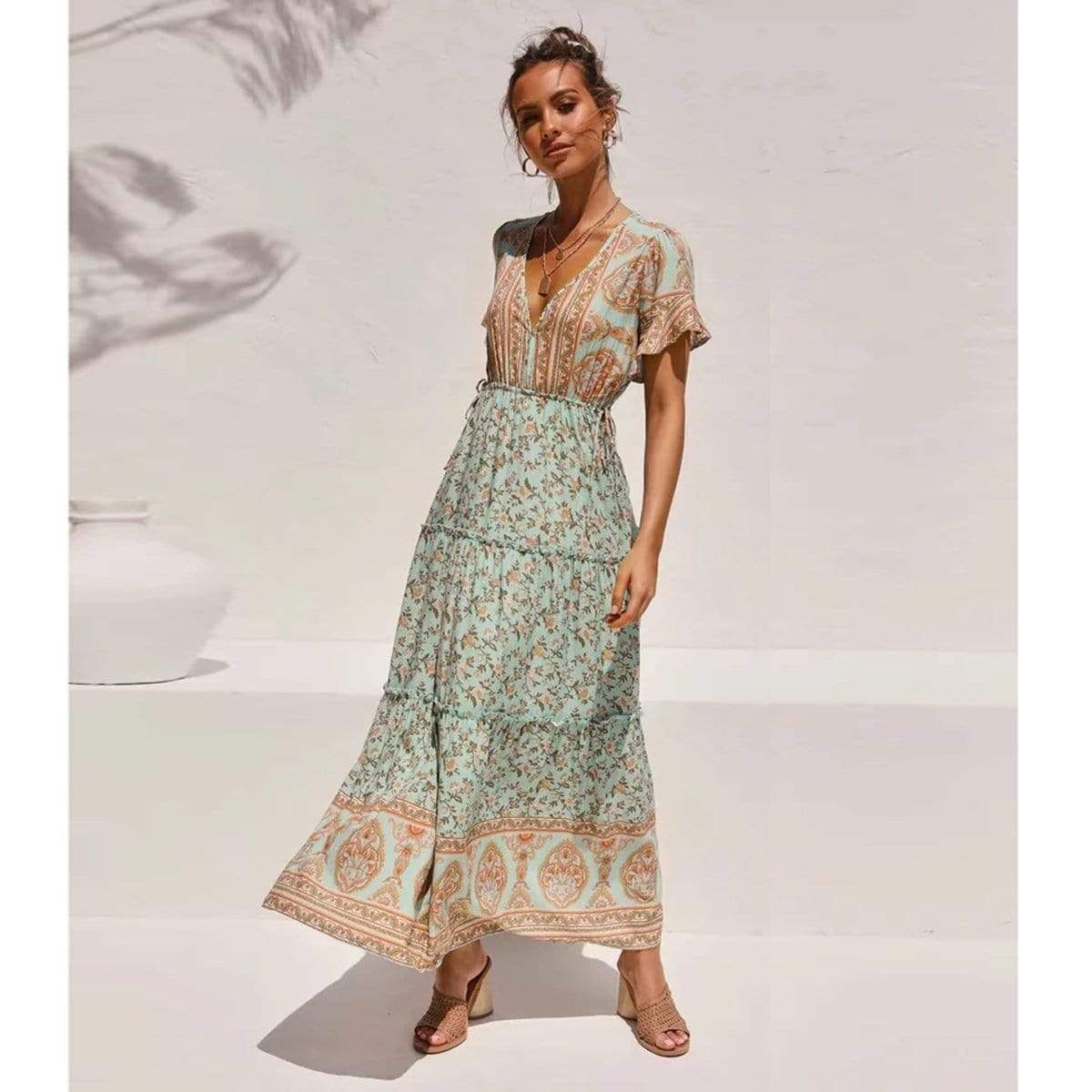 Green Floral Boho Dress sold by Boho Mood product image thumbnail 2