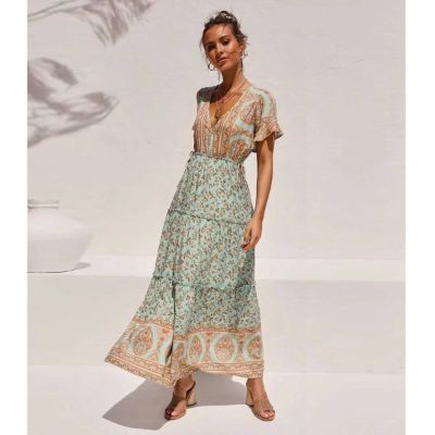 Green Floral Boho Dress sold by Boho Mood