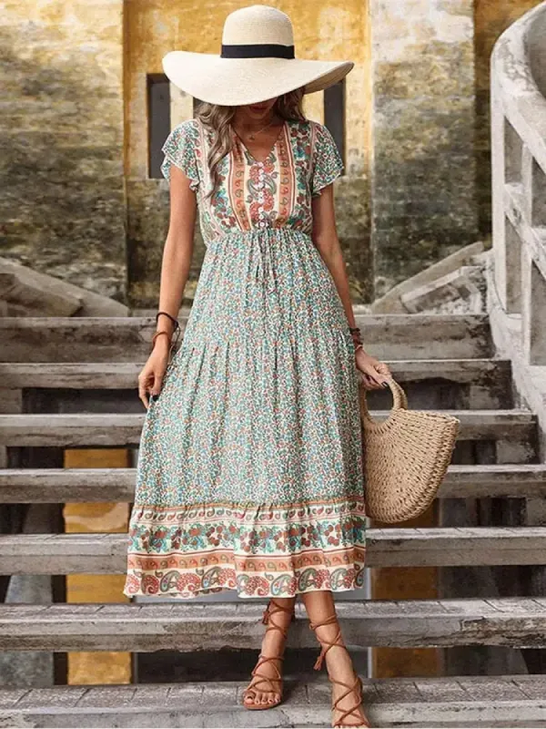 Green Boho Dress Maxi sold by Boho Mood
