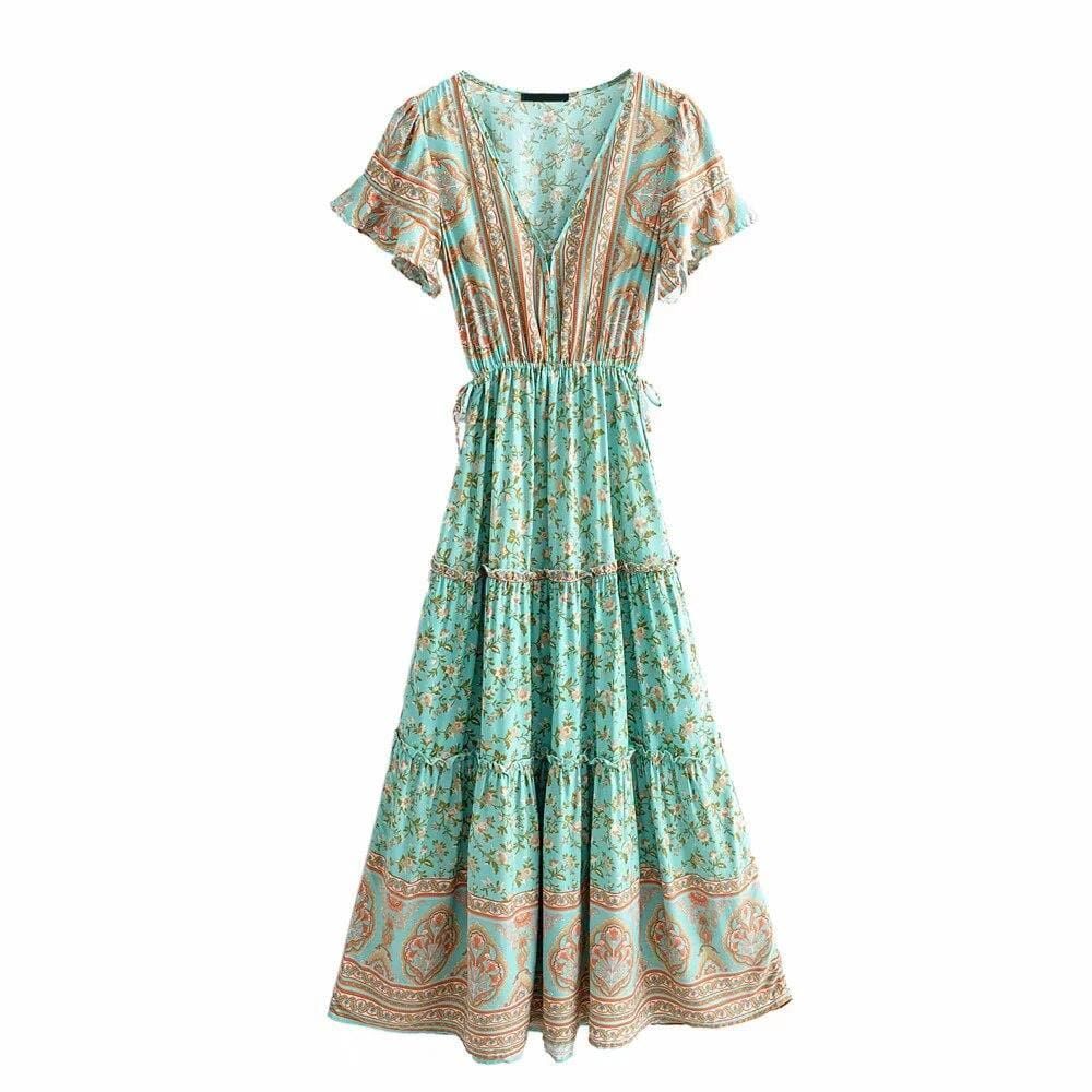 Green Floral Boho Dress sold by Boho Mood product image thumbnail 4