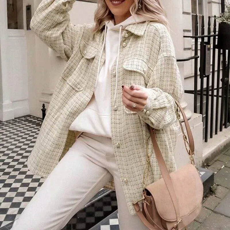 Boho Tweed Shirt Jacket in Beige sold by Boho Mood product image thumbnail 2
