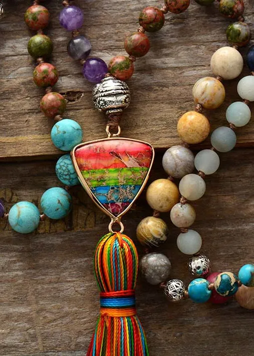 Boho Beads Necklace Pompom Pendant sold by Boho Mood product image thumbnail 3